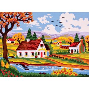 Канва с рисунком AIDA-11 арт.6259/Деревенский пейзаж 30×40см