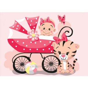 Канва с рисунком AIDA-11 арт.6332/Розовая коляска 30×40см