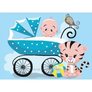 Канва с рисунком AIDA-11 арт.6333/Голубая коляска 30×40см