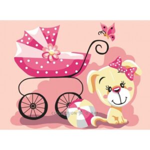 Канва с рисунком AIDA-11 арт.6334/Розовая коляска 30х40см