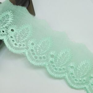 Вышитое кружево-шитье 5см/хлопок арт.26655 цвет: св.зеленый