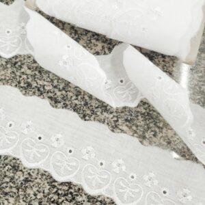 Вышитое кружево-шитье 5см/хлопок арт.2847 цвет: белый