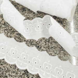 Вышитое кружево-шитье 5см/хлопок арт.2853 цвет: белый