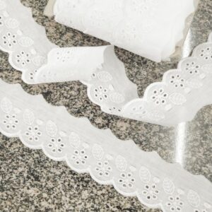 Вышитое кружево-шитье 5см/хлопок арт.7744 цвет: белый