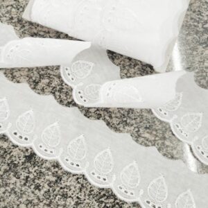 Вышитое кружево-шитье 5см/хлопок арт.7745 цвет: белый