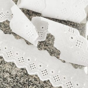 Вышитое кружево-шитье 5см/хлопок арт.7774 цвет: белый