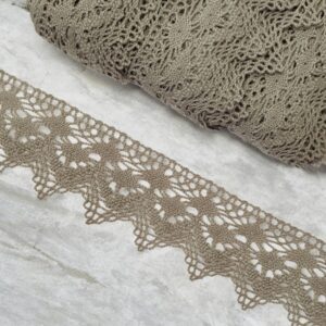 Вязаное кружево 4см арт.D206/полиэстер цвет: бежевый лён