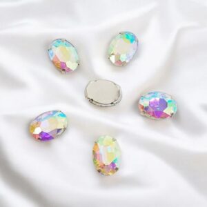 Кристалл стекло Овал в оправе/под серебро цвет: Crystal AB, выбор