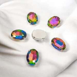 Кристалл стекло Овал в оправе/под серебро цвет: Rainbow, выбор