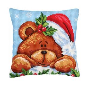 Вышивка крестом арт.5240/подушка 40x40cм/Новогодний мишка