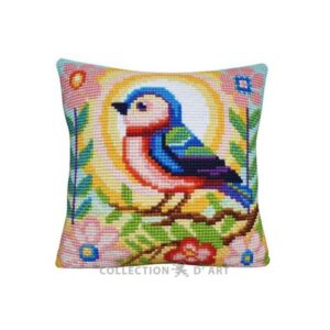 Вышивка крестиком арт.5504/подушка 40×40см/Птичка