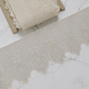 Кружево на сетке 11,5см арт.P-30377 цвет: кремовый с вышивкой